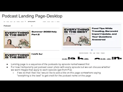 Podcast Landing Page-Desktop Landing page is a sequence of the podcasts