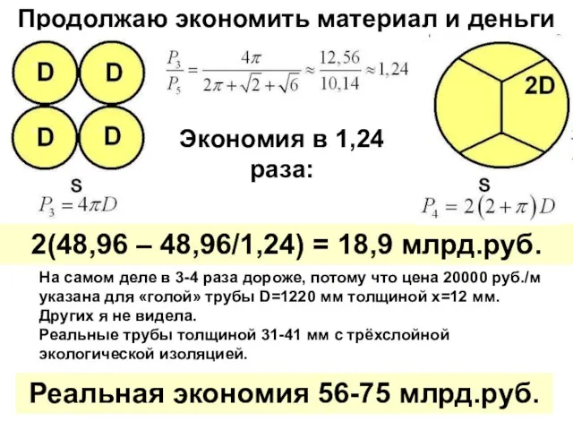 Продолжаю экономить материал и деньги Экономия в 1,24 раза: 2(48,96 –