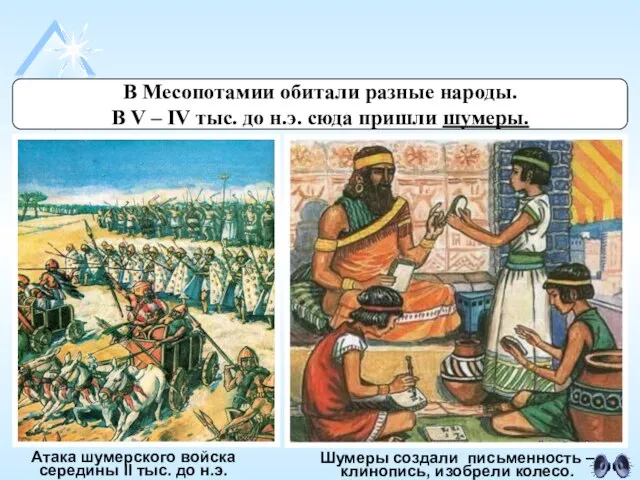 В Месопотамии обитали разные народы. В V – IV тыс. до