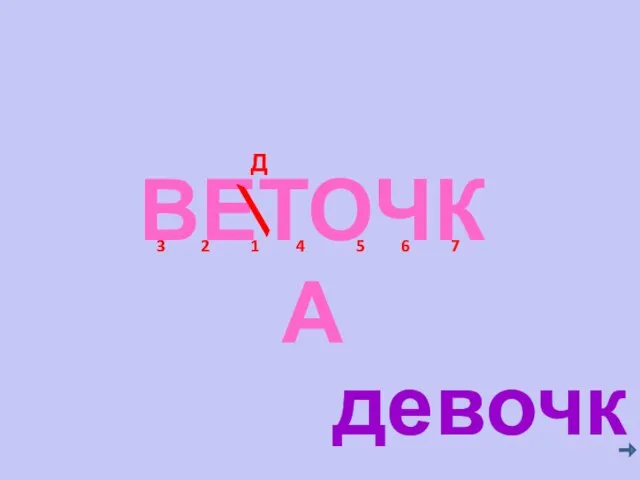 ВЕТОЧКА 1 4 2 3 5 девочка 6 7 Д