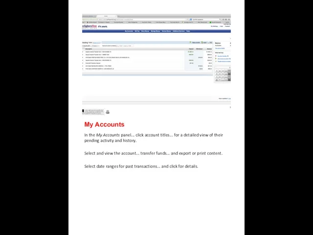 My Accounts In the My Accounts panel... click account titles... for
