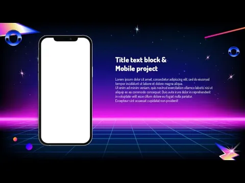 Title text block & Mobile project Lorem ipsum dolor sit amet,
