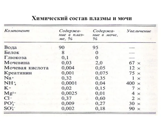 Химический состав плазмы и мочи