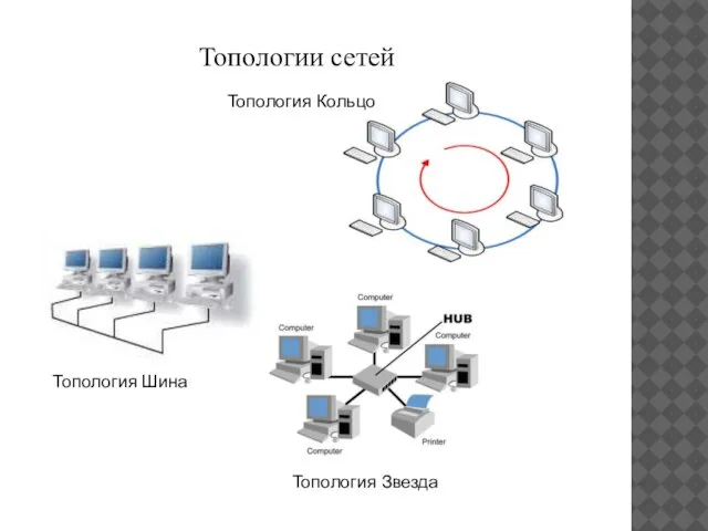 Топологии сетей Топология Кольцо Топология Шина Топология Звезда