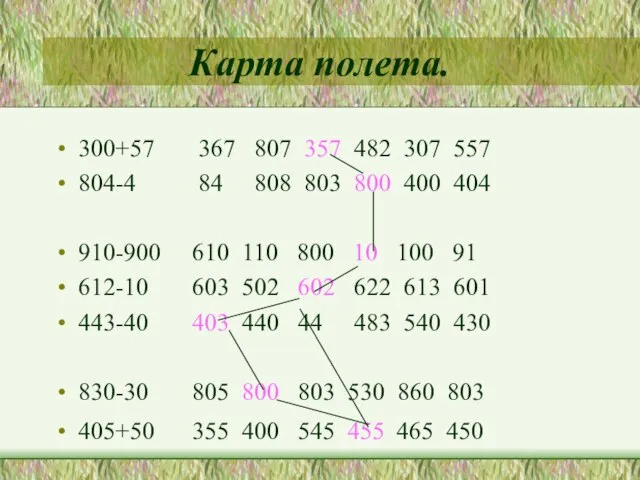 Карта полета. 300+57 367 807 357 482 307 557 804-4 84