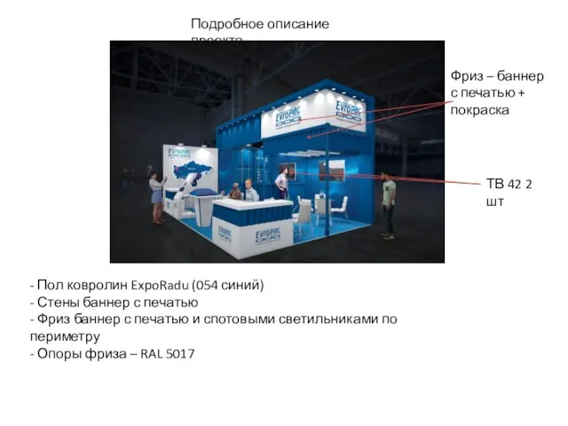 Подробное описание проекта - Пол ковролин ExpoRadu (054 синий) - Стены