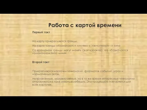 Работа с картой времени Первый такт На карту прикрепляются тренды. На