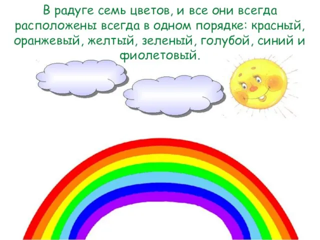 В радуге семь цветов, и все они всегда расположены всегда в