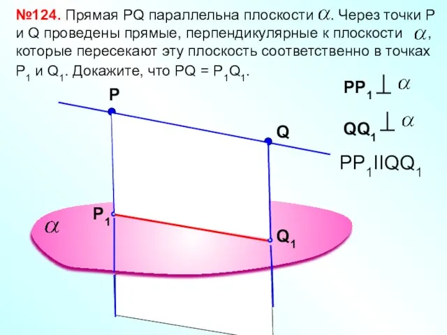 Р №124. Прямая РQ параллельна плоскости . Через точки Р и