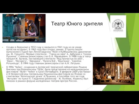 Театр Юного зрителя Создан в Воронеже в 1932 году и закрылся