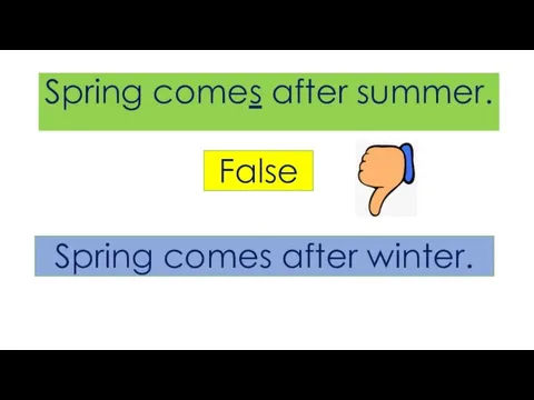 Spring comes after summer. False Spring comes after winter.