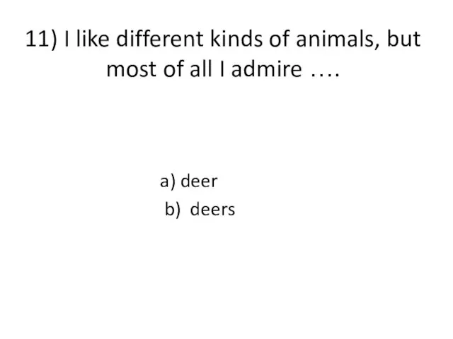 11) I like different kinds of animals, but most of all