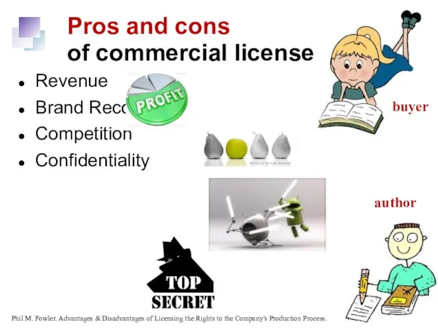 Pros and cons of commercial license Revenue Brand Recognition Competition Confidentiality