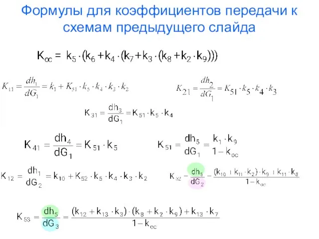 ; , è ò.ä. Формулы для коэффициентов передачи к схемам предыдущего слайда