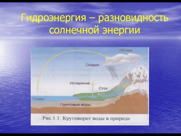 Гидроэнергия – разновидность солнечной энергии