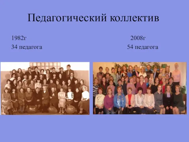 Педагогический коллектив 1982г 2008г 34 педагога 54 педагога