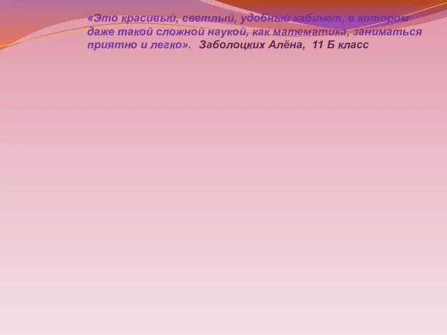 «Это красивый, светлый, удобный кабинет, в котором даже такой сложной наукой,