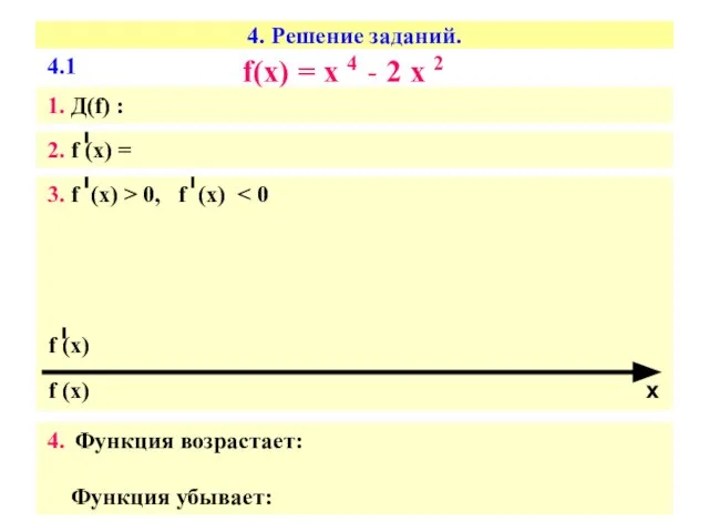 4. Решение заданий. f(х) = х 4 - 2 х 2