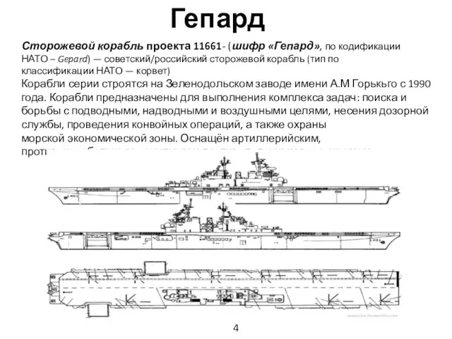 Гепард Сторожевой корабль проекта 11661- (шифр «Гепард», по кодификации НАТО –