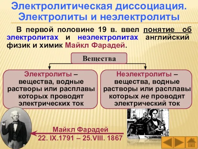 В первой половине 19 в. ввел понятие об электролитах и неэлектролитах