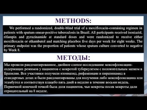 METHODS: We performed a randomized, double-blind trial of a moxifloxacin-containing regimen