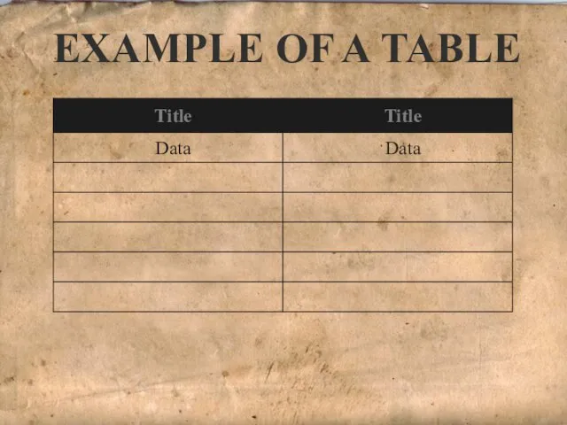 EXAMPLE OF A TABLE