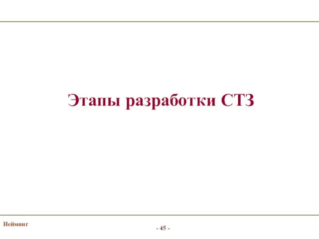 Нейминг Этапы разработки СТЗ