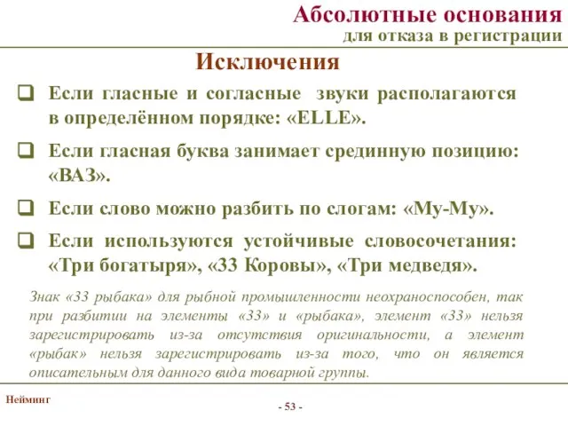 Нейминг Исключения Если гласные и согласные звуки располагаются в определённом порядке: