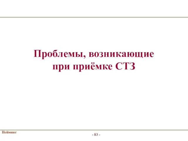 Нейминг Проблемы, возникающие при приёмке СТЗ