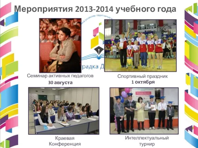 Мероприятия 2013-2014 учебного года Семинар активных педагогов 30 августа Спортивный праздник