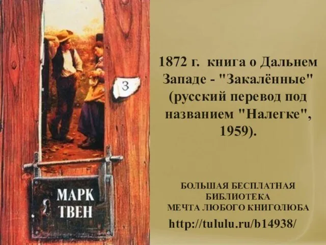 1872 г. книга о Дальнем Западе - "Закалённые" (русский перевод под