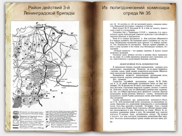 Район действий 3-й Ленинградской бригады Из политдонесений комиссара отряда № 35