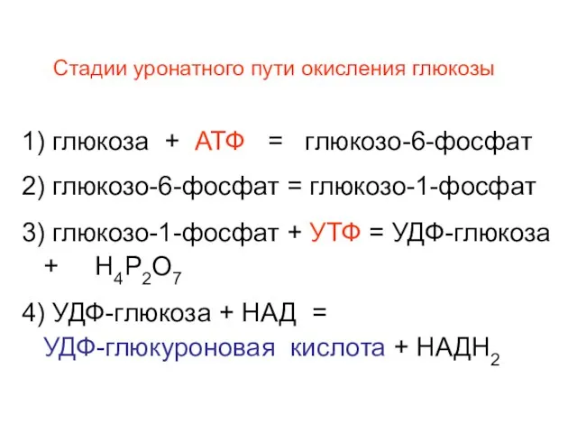 1) глюкоза + АТФ = глюкозо-6-фосфат 2) глюкозо-6-фосфат = глюкозо-1-фосфат 3)