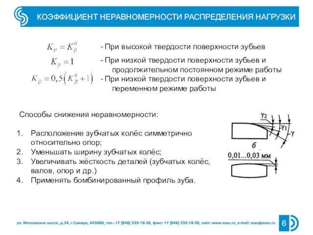 КОЭФФИЦИЕНТ НЕРАВНОМЕРНОСТИ РАСПРЕДЕЛЕНИЯ НАГРУЗКИ - При высокой твердости поверхности зубьев -