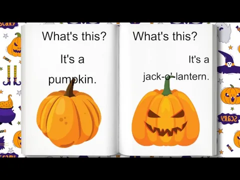 What's this? It's a jack-o'-lantern. What's this? It's a pumpkin.