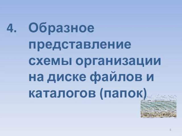 Образное представление схемы организации на диске файлов и каталогов (папок)