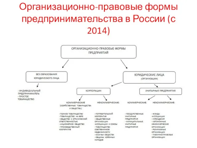 Организационно-правовые формы предпринимательства в России (с 2014)