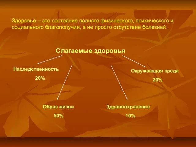 Здоровье – это состояние полного физического, психического и социального благополучия, а