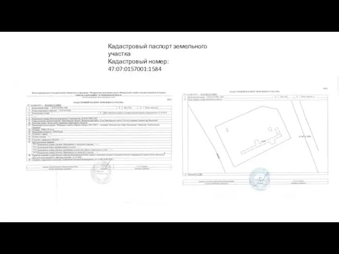 Кадастровый паспорт земельного участка Кадастровый номер: 47:07:0157001:1584