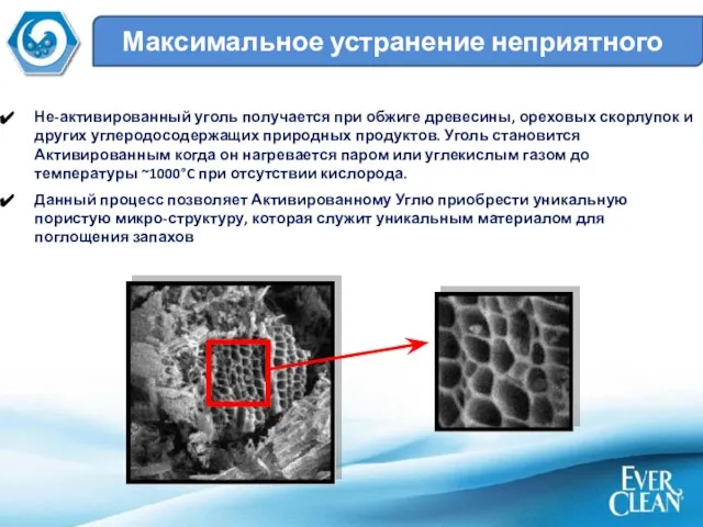 Не-активированный уголь получается при обжиге древесины, ореховых скорлупок и других углеродосодержащих