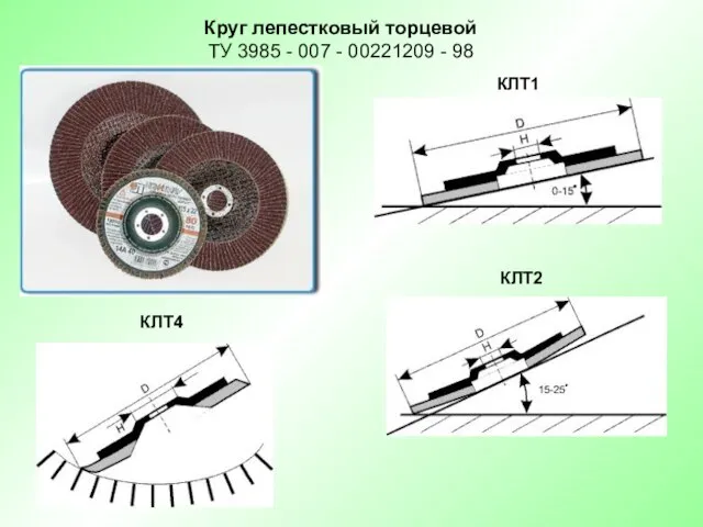 Круг лепестковый торцевой ТУ 3985 - 007 - 00221209 - 98 КЛТ1 КЛТ2 КЛТ4