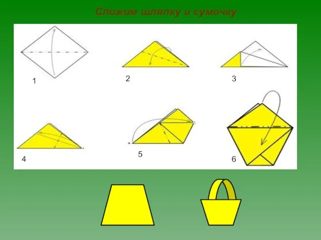 Сложим шляпку и сумочку 1 2 3 4 5 6