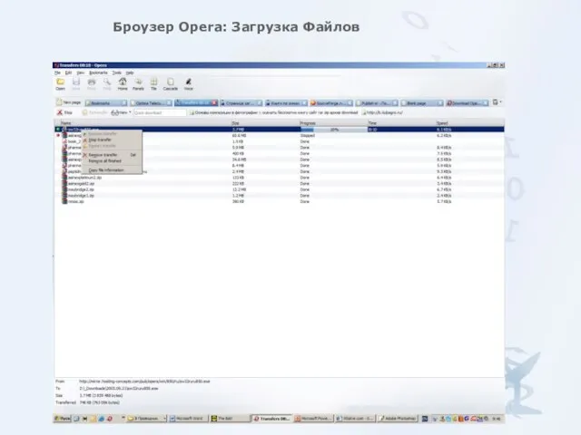 Броузер Opera: Загрузка Файлов
