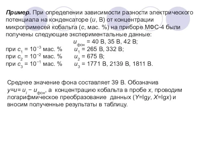 Пример. При определении зависимости разности электрического потенциала на конденсаторе (u, В)