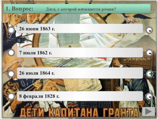 1. Вопрос: Дата, с которой начинается роман? 26 июня 1863 г.