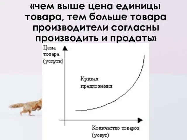 «чем выше цена единицы товара, тем больше товара производители согласны производить и продать»