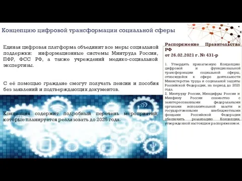 Концепцию цифровой трансформации социальной сферы Единая цифровая платформа объединит все меры