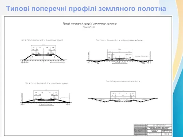 Типові поперечні профілі земляного полотна