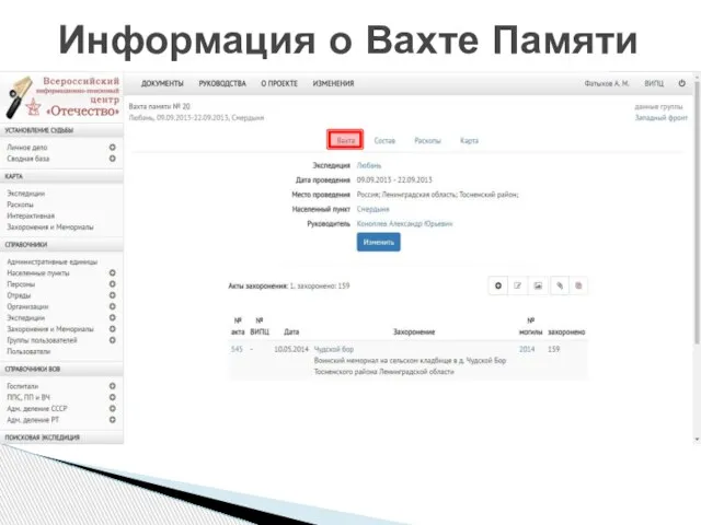 Информация о Вахте Памяти