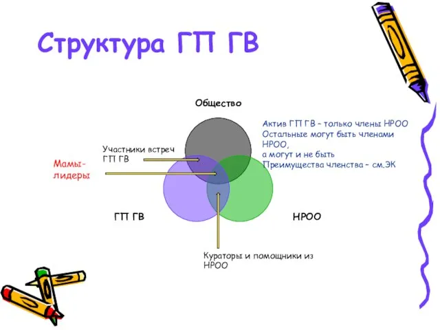 Структура ГП ГВ Мамы-лидеры Участники встреч ГП ГВ Кураторы и помощники